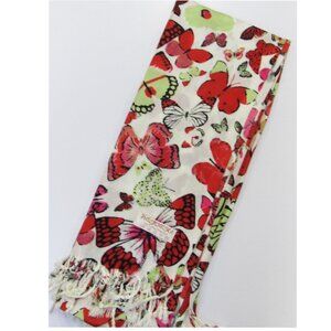 Red Multicolor Butterfly Print Pashmina Scarf Shawl Wrap Brand New